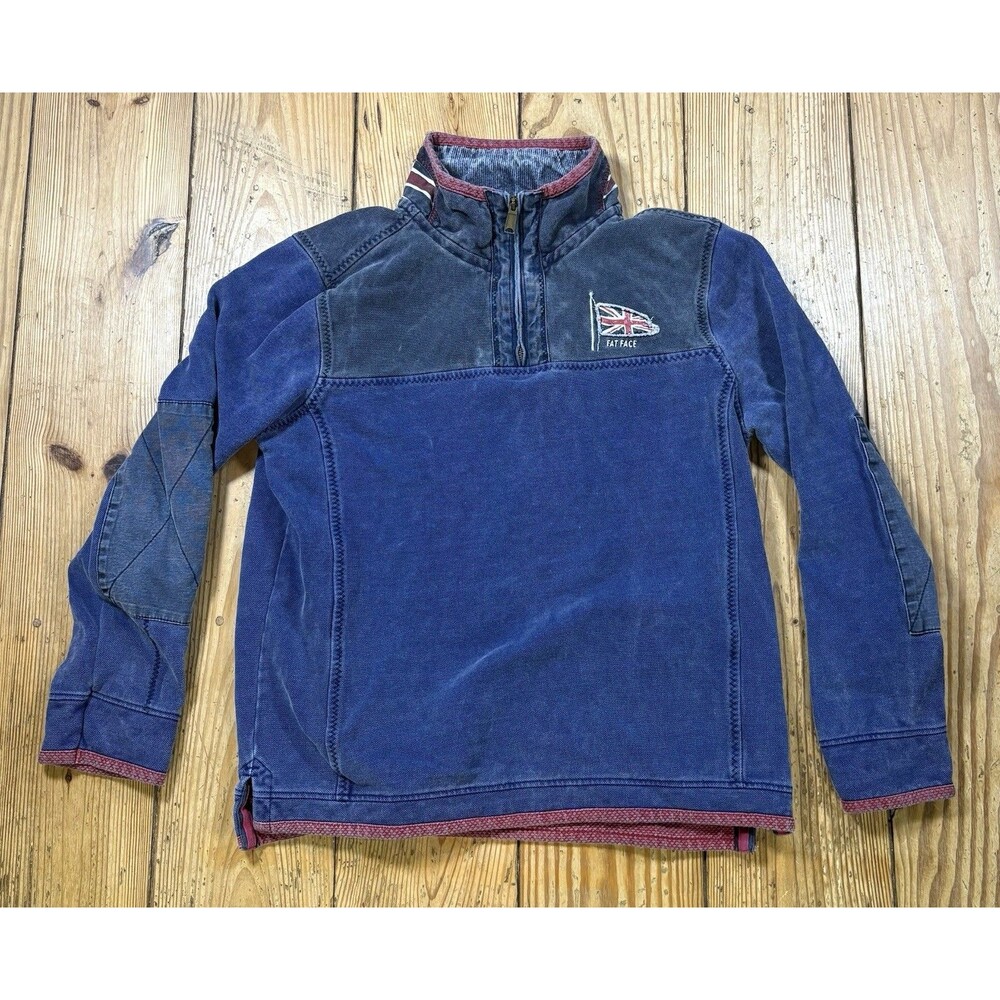 FatFace Airlie 1/4 Quarter Zip Sweatshirt Men’s Lrg Blue Union Jack Pullover Top